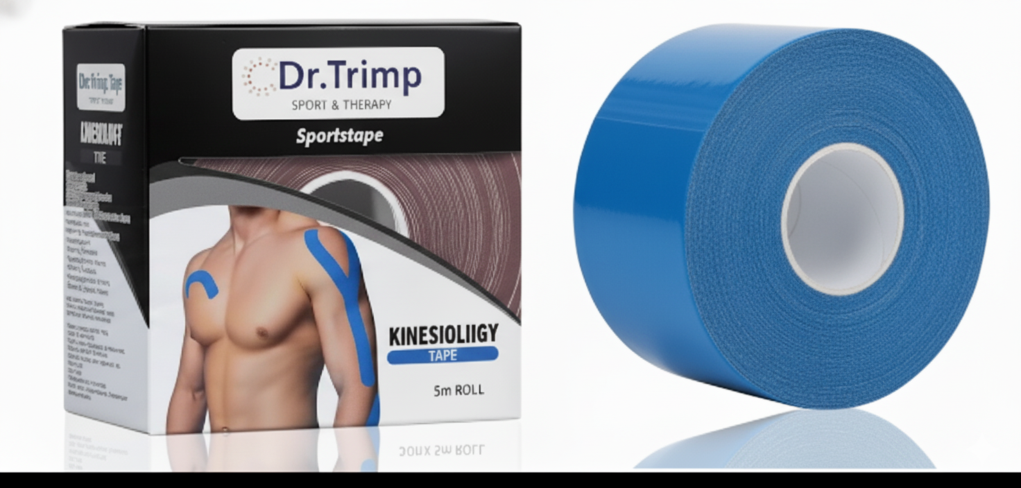 Dr. Trimp Kinesiology Tape 5cm x 5m | Waterproof & Sweatproof Sports Tape for Pain Relief, Muscle Support & Recovery | Latex-Free, Hypoallergenic Physio Tape for Knee, Shoulder, Back & Joints