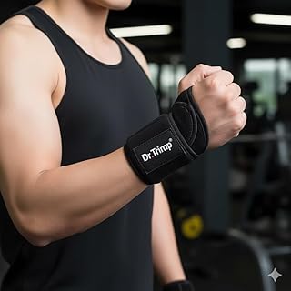 Dr.Trimp Pro Wrist Support Wrap black and red worn by male athlete